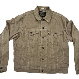 Vintage 1997 Levis White Tag Corduroy Trucker Jacket Button Up Light Brown Men M